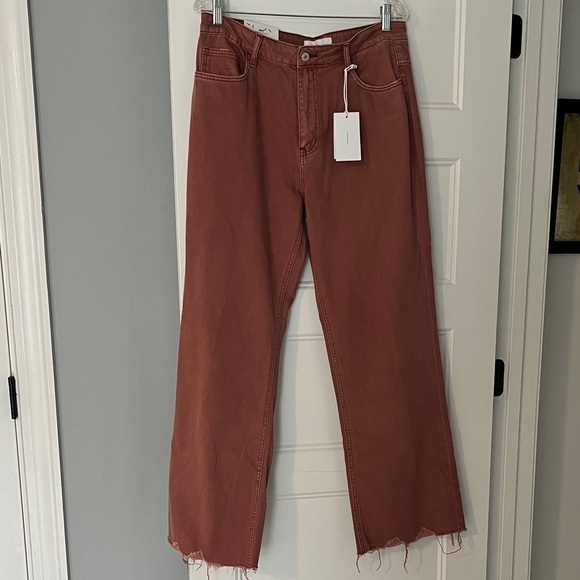 Vervet Denim - New High-Rise Wide Leg Jeans in Rust - Women's Flare NWT